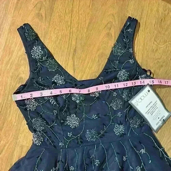 NWT Adrianna Papell Womens Sleeveless Tea Length Floral Sequin Cocktail Dress 4P - Picture 6 of 16